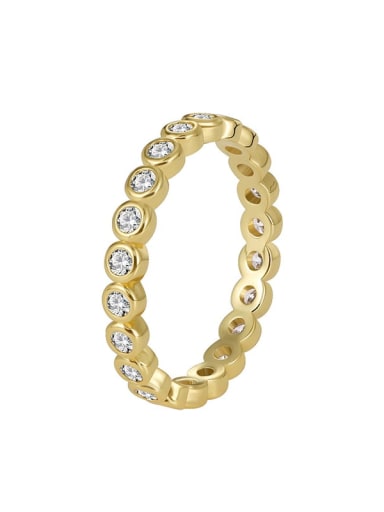 Gold Zircon Ring Brass Geometric Minimalist Band Ring