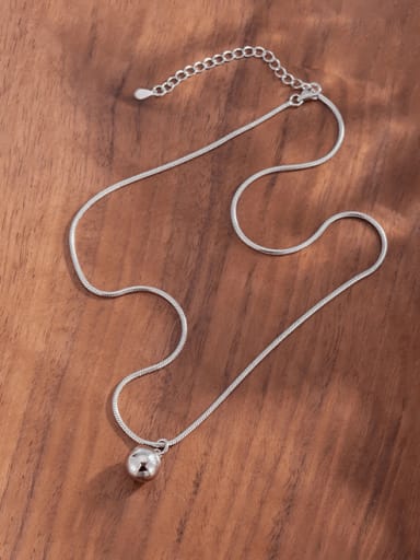 925 Sterling Silver Geometric Minimalist Round Bead Snake Bone Chain Necklace