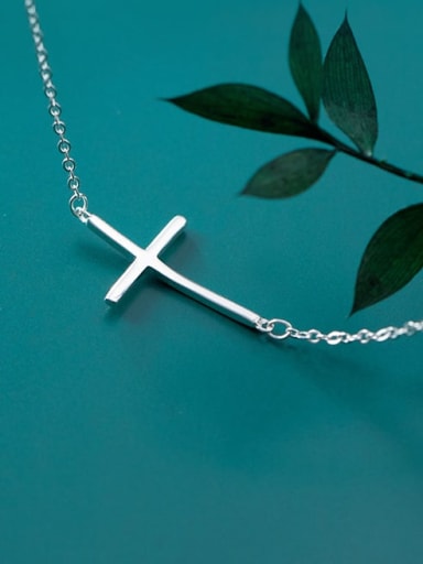 925 Sterling Silver Smooth Cross Minimalist Regligious Necklace