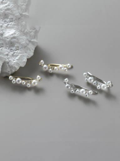 925 Sterling Silver Imitation Pearl Irregular Cute Clip Earring