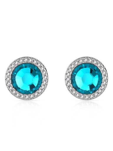 JYEH 001 (Sea Blue) 925 Sterling Silver Austrian Crystal Geometric Classic Stud Earring