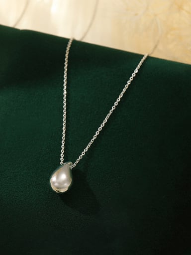NS1087 ? Platinum ? 925 Sterling Silver Water Drop Minimalist Necklace