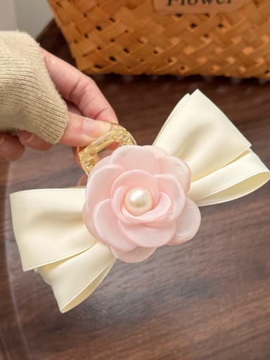 Pink 11cm Fabric Minimalist Flower Alloy Resin Multi Color Jaw Hair Claw