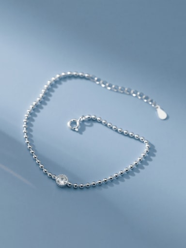 925 Sterling Silver Geometric Minimalist Beaded Chain Bracelet