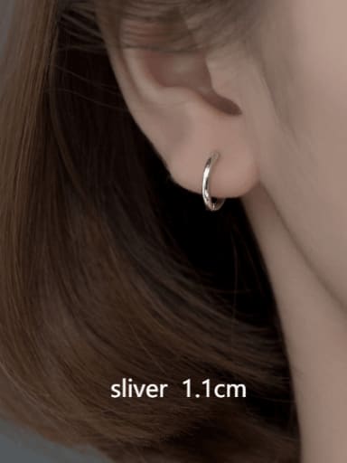 Silver 11mm 925 Sterling Silver Geometric Minimalist Huggie Earring