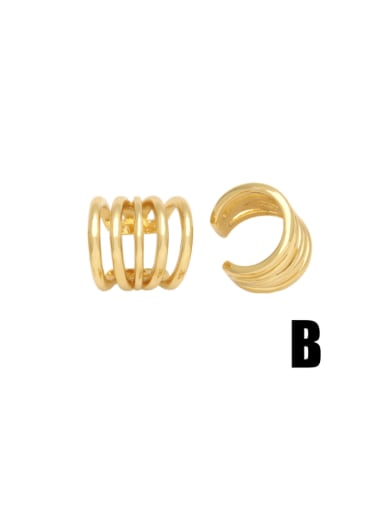 B Brass Geometric Hip Hop Clip Earring