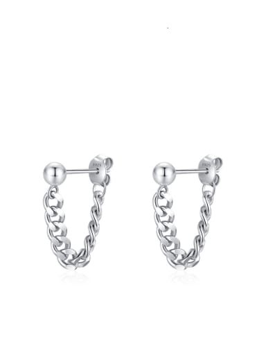 925 Sterling Silver Geometric Chain Minimalist Drop Earring