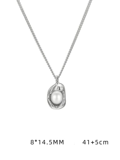925 Sterling Silver Imitation Pearl Irregular Vintage Necklace