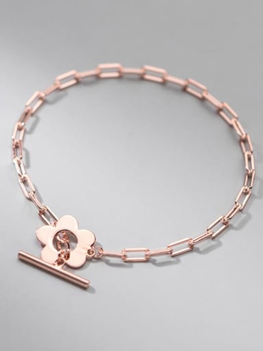 rose gold 925 Sterling Silver Geometric Minimalist Link Bracelet