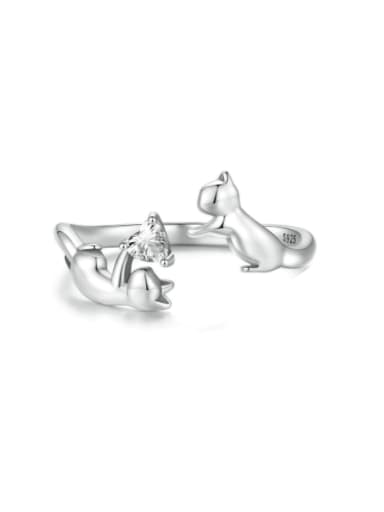 custom 925 Sterling Silver Cat Cute Band Ring