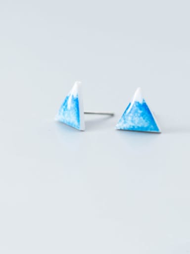 925 Sterling Silver Millefiori Glass Triangle Minimalist Stud Earring