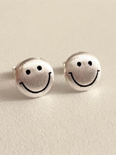 custom 925 Sterling Silver Smiley Cute Stud Earring