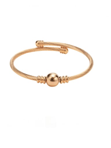 Rose Gold Stainless steel Round Vintage Band Bangle