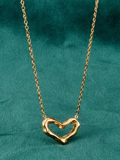 Titanium Hollow Heart Minimalist pendant Necklace