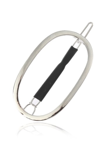 Platinum, black leather tube Alloy Minimalist Oval Hair Pin