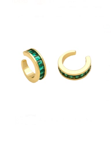 green Brass Cubic Zirconia Geometric Minimalist Stud Earring