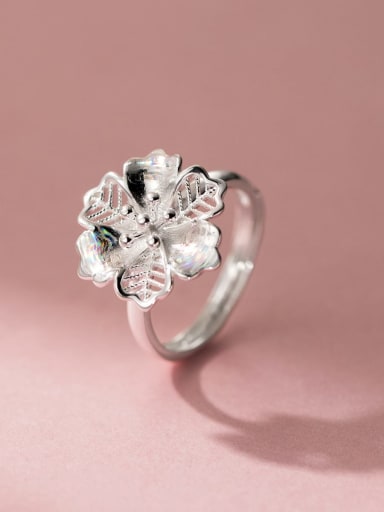 925 Sterling Silver Flower Trend Band Ring