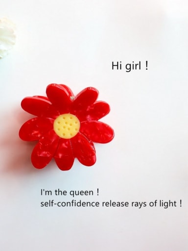 red Cellulose Acetate Cute Flower Alloy Jaw Hair Claw