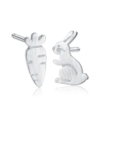 925 Sterling Silver  Minimalist  Cartoon  cute bunny radish Stud Earring