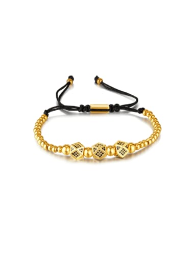 GS1503 Gold Bracelet Stainless steel Rhinestone Hexagon Bead Hip Hop Adjustable Bracelet