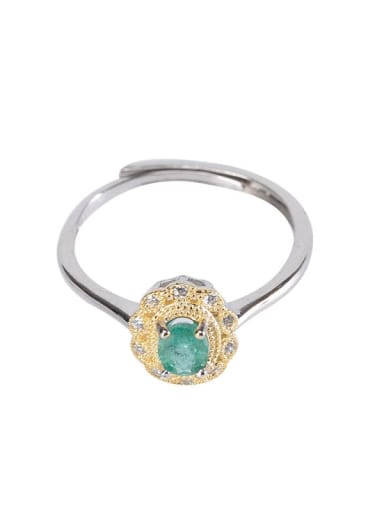 custom 925 Sterling Silver Emerald Geometric Vintage Band Ring