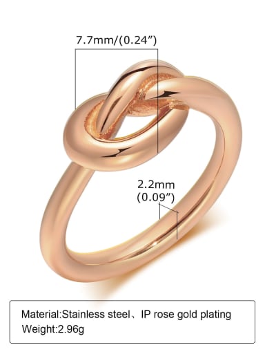 Rose Gold Stainless steel Geometric Knot Vintage Band Ring