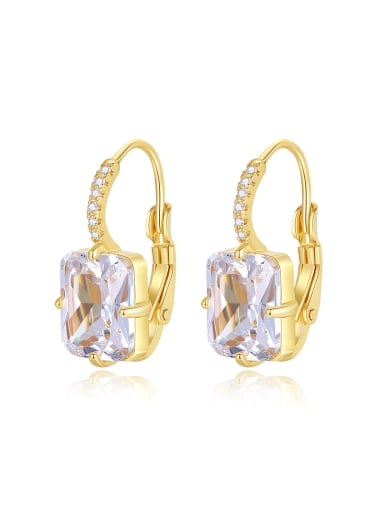 Brass Cubic Zirconia Geometric Dainty Huggie Earring