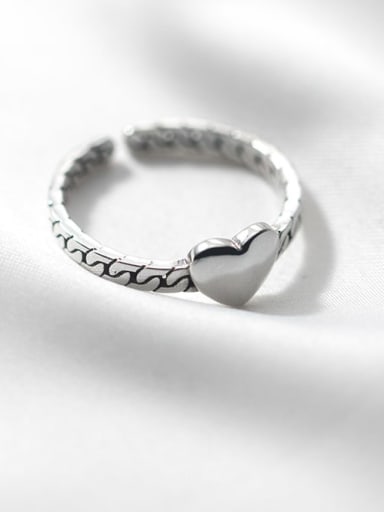 925 Sterling Silver Smooth Heart Minimalist Band Ring