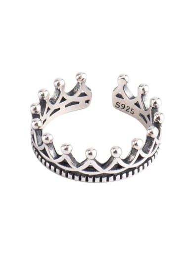 925 Sterling Silver Crown Vintage Band Ring