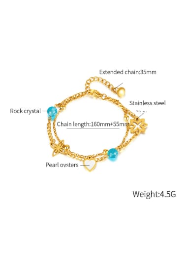 GS1453 Steel Bracelet Gold Titanium Steel Heart Hip Hop Strand Bracelet