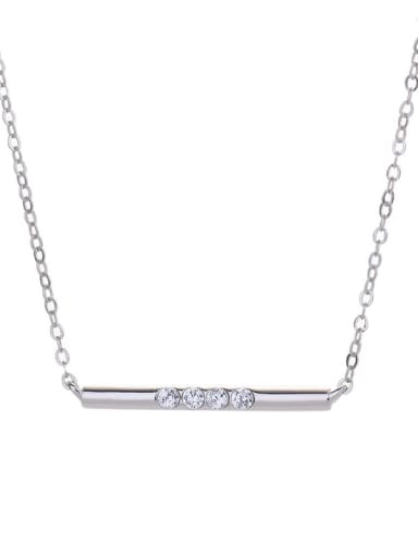 925 Sterling Silver Rectangle  Round Stick  Necklace