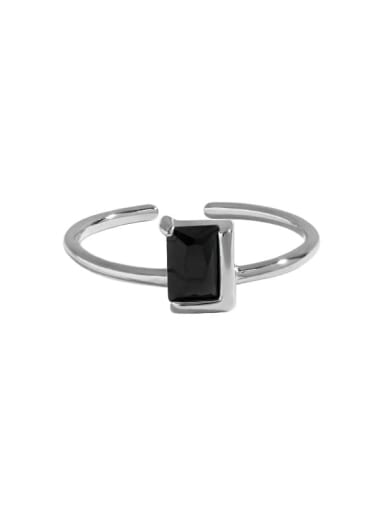 Platinum [No. 14 adjustable] 925 Sterling Silver Cubic Zirconia Geometric Minimalist Band Ring