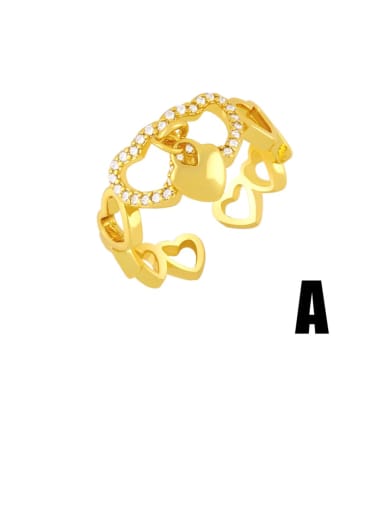 Brass Cubic Zirconia Heart Hip Hop Stackable Ring