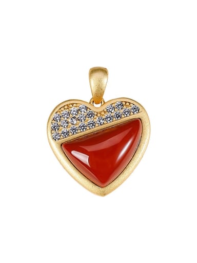 925 Sterling Silver Carnelian Minimalist Heart Pendant