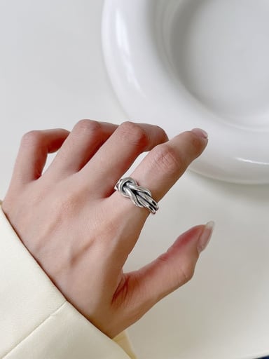 Tandem ring J128 6.8g 925 Sterling Silver Geometric Vintage Band Ring