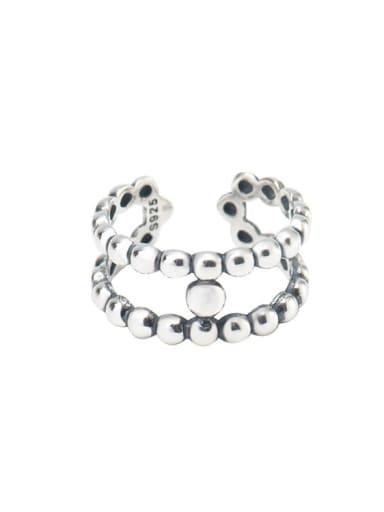 925 Sterling Silver Bead Round Vintage Stackable Ring