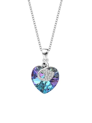 JYXZ 112 necklace (gradient purple) 925 Sterling Silver Austrian Crystal Heart Classic Necklace