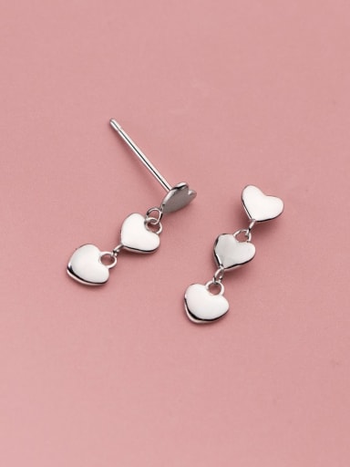 925 Sterling Silver Heart Minimalist Long Drop Earring