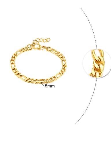 Gold 5mm Titanium Steel Geometric Minimalist Link Bracelet