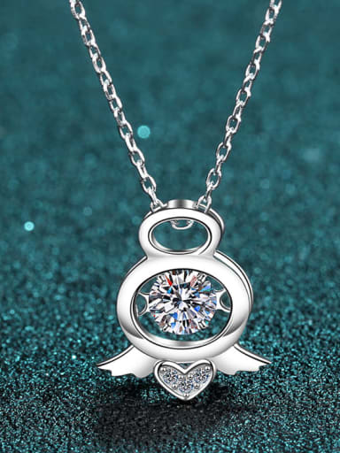 Sterling Silver 0.5 CT Moissanite  Angel Dainty Pendant Necklace