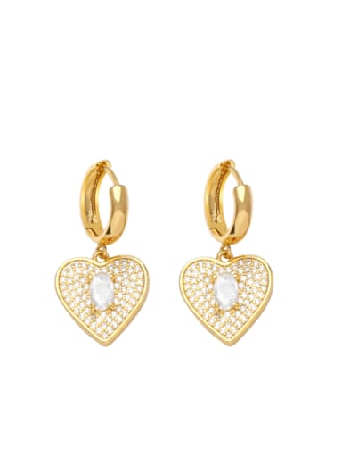 white Brass Cubic Zirconia Heart Vintage Huggie Earring