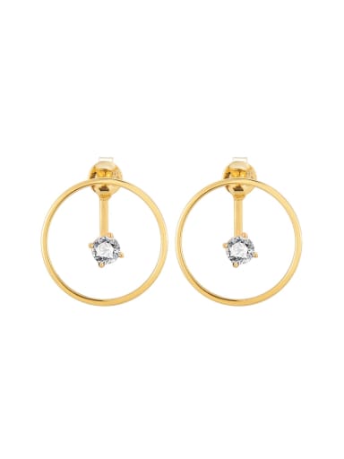 Gold Circle Zircon Earrings 925 Sterling Silver Geometric Minimalist Drop Earring