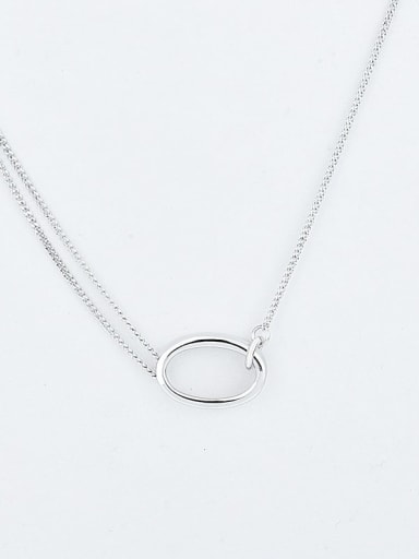 Platinum 925 Sterling Silver Hollow Geometric Minimalist Asymmetric chain Necklace