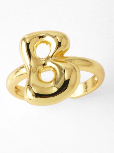 B Brass Letter Minimalist Band Ring