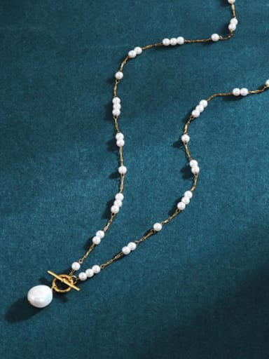 Titanium Steel Imitation Pearl Irregular Minimalist Necklace