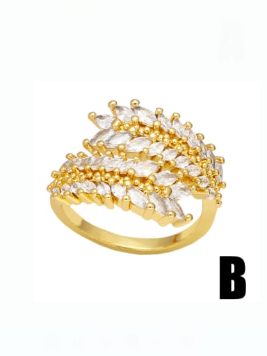 B Brass Cubic Zirconia Irregular Vintage Stackable Ring