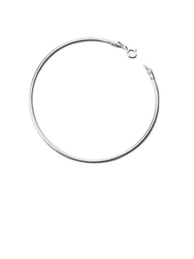 925 Sterling Silver Simple glossy 2mm round snake bone bracelet  Link Bracelet
