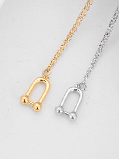 Single horseshoe buckle necklace 925 Sterling Silver Geometric Minimalist Necklace