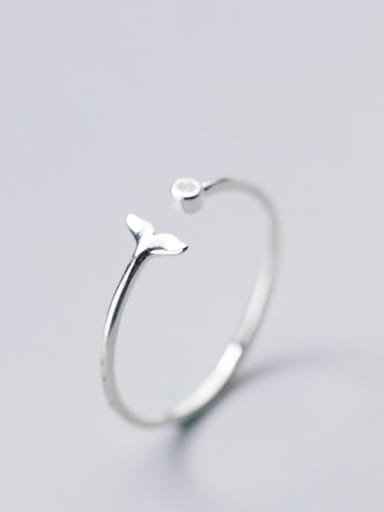 925 Sterling Silver Cubic Zirconia  Minimalist Fishtail Free Size Ring