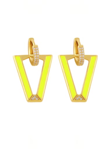 yellow Brass Enamel Triangle Hip Hop Stud Earring